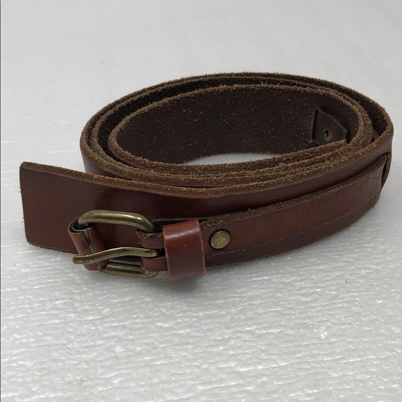 Boho Brown Leather Belt With Brass Hardware main image 9